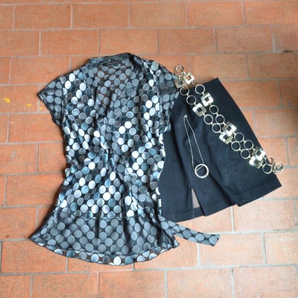 Vintage Y2K BCBG Maxazria Silk Velvet Burnout Dot top - S